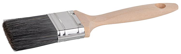 Pr.-Flachpinsel 50 mm schwarz, Buchenstiel, Weißblechzwinge, 12. Stärke