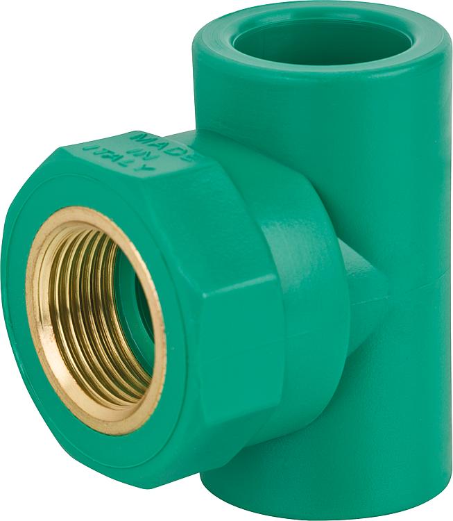 PPR Rohr T-Stück IG PN25 20 mm x 1/2" x20 mm PPR Rohr T-Stück IG PN25 20 mm x 1/2" x20 mm