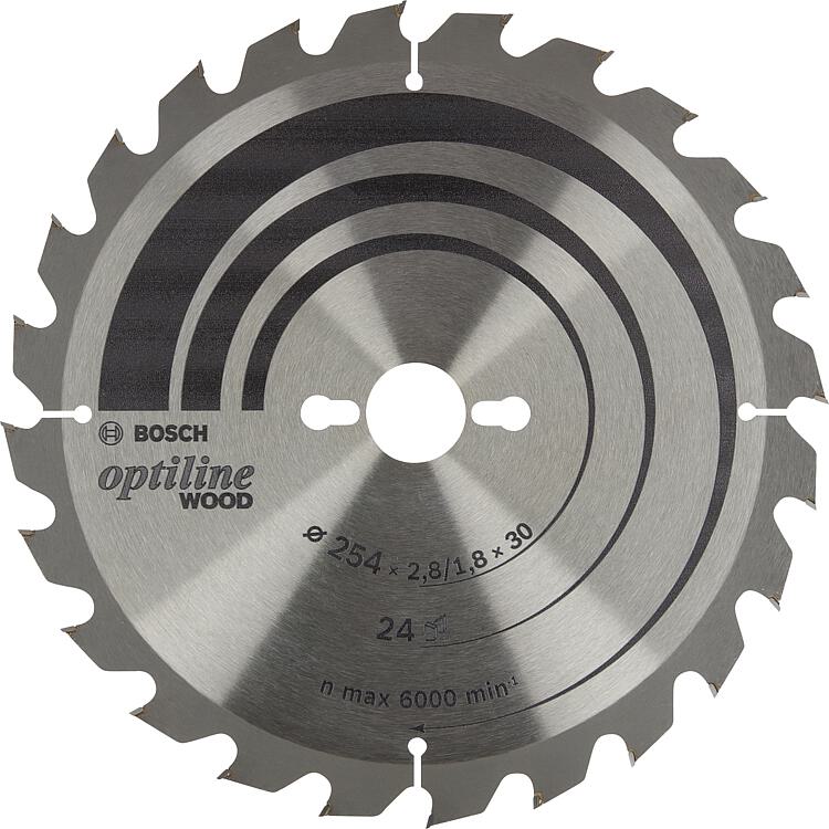 Kreissägeblatt Ø 254 x 30 x 2,8 mit 24 Zähne, für den universellen Einsatz in Holz