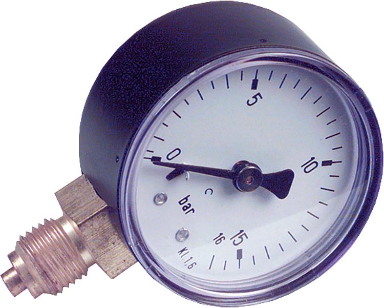 RF-Manometer 50 radial 0-16 bar, Anschluss 1/4" radial (unten) RF-Manometer 50 radial 0-16 bar, Anschluss 1/4" radial (unten)
