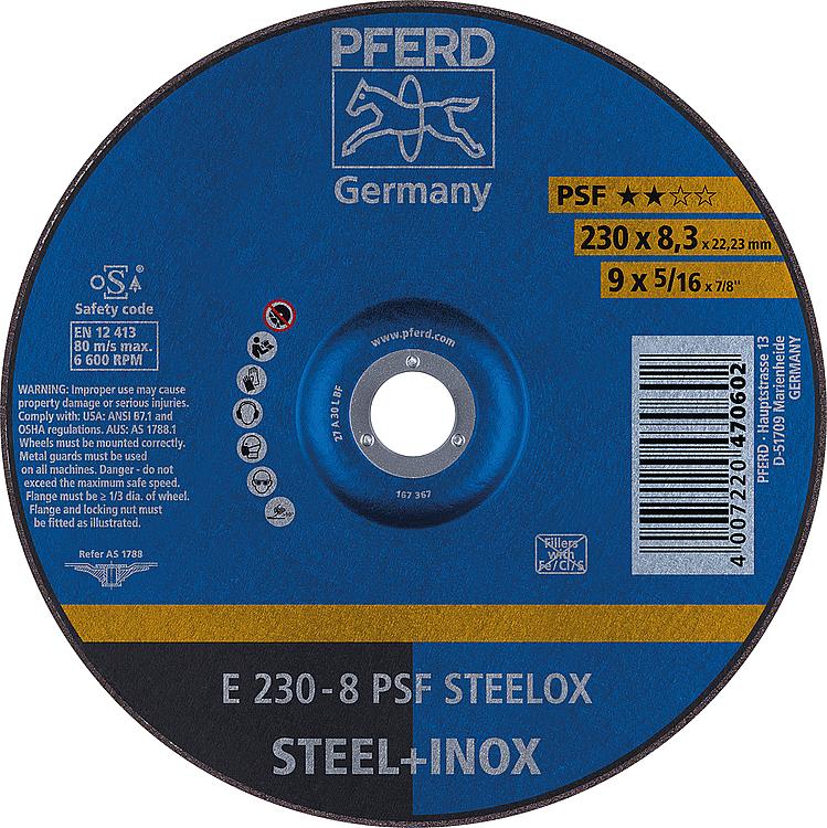 Schruppscheibe PFERD Ø 230 x 8,3 x 22,23mm für Stahl Schruppscheibe PFERD Ø 230 x 8,3 x 22,23mm für Stahl
