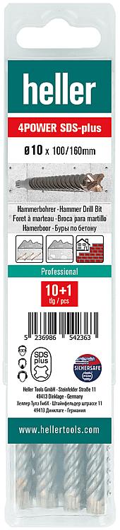 Hammerbohrer HELLER 4POWER mit SDS-Plus Aufnahme Ø 10,0 x 150/210mm, VPE 11 Stk.