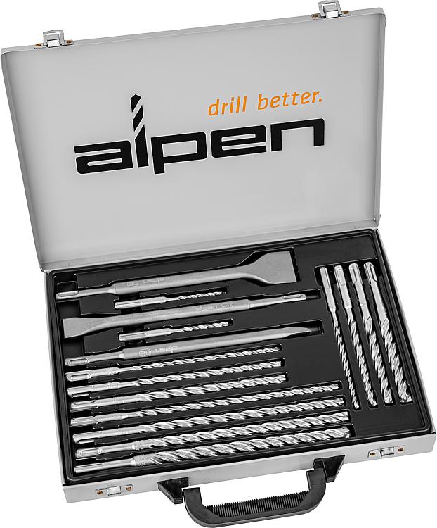 Bohr- und Meißel-Set Alpen 16-teilig SDS-Plus, 4-Schneider