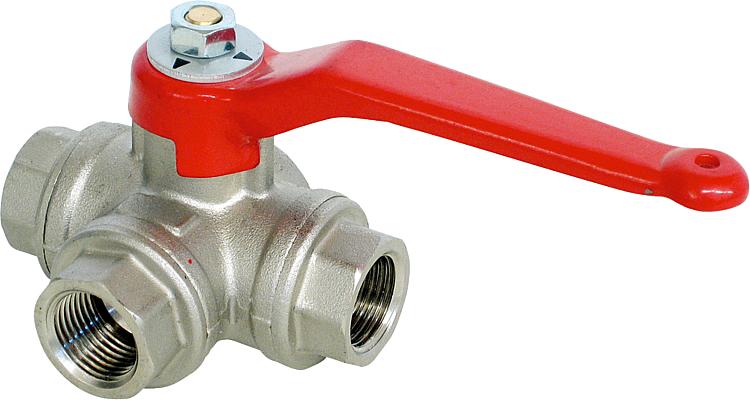 Drei-Wege-Kugelhahn R 1 1/2" T-Bohrung Drei-Wege-Kugelhahn R 1 1/2" T-Bohrung