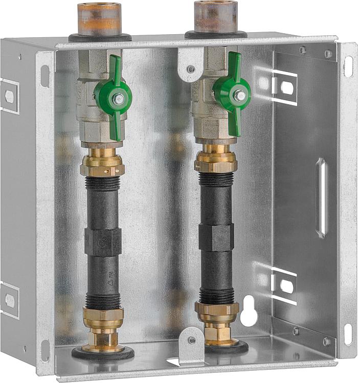 Einbaukasten Wasserzähler DN20(3/4"), 2xKugelhahn, Passstück 110mm, ohne Abdecku Einbaukasten Wasserzähler DN20(3/4"), 2xKugelhahn, Passstück 110mm, ohne Abdecku