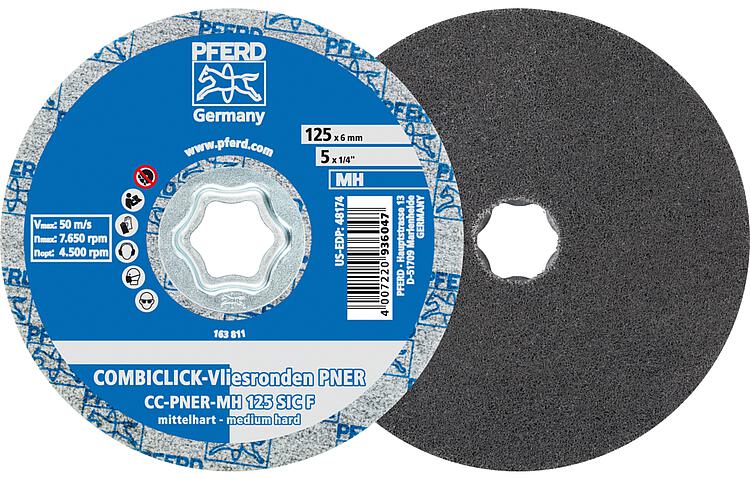 Vliesscheibe Pferd COMBICLICK, Ø 125 mm, mittelhart / fein Vliesscheibe Pferd COMBICLICK, Ø 125 mm, mittelhart / fein