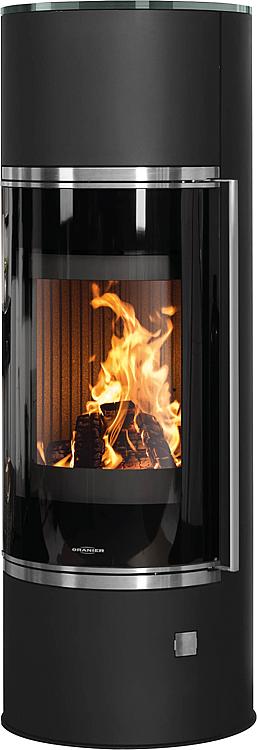 Kaminofen Arena W+ 2.0 Stahl schwarz Abdeckplatte Glas