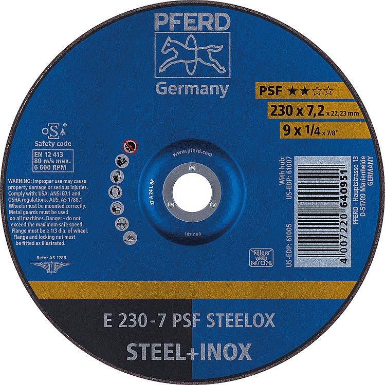 Schruppscheibe PFERD Ø 230 x 7,2 x 22,23mm für Stahl Schruppscheibe PFERD Ø 230 x 7,2 x 22,23mm für Stahl