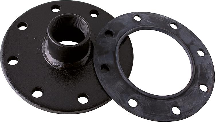 Flanschplatte mit Dichtung Edelstahl 290 mm Muffe DN 40 (1 1/2 ) Flanschplatte mit Dichtung Edelstahl 290 mm Muffe DN 40 (1 1/2 )