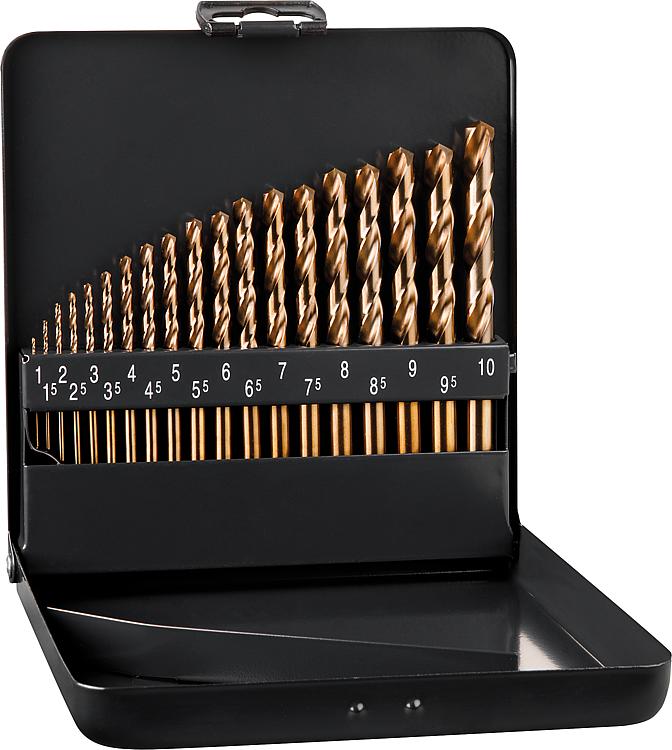 HSS-Co Spiralbohrer-Set ALPEN 19-teilig DIN 338 RN
