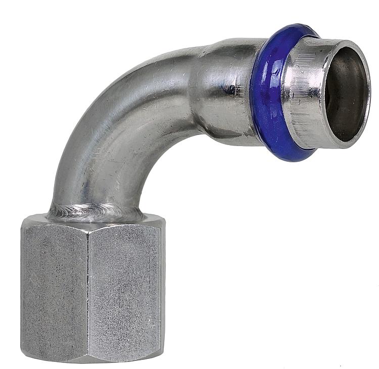 Edelstahl Übergangsbogen 90° mit IG 15mm x 1/2" (DN15) V-Kontur Edelstahl Übergangsbogen 90° mit IG 15mm x 1/2" (DN15) V-Kontur
