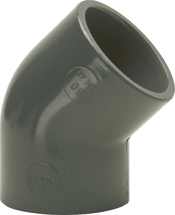 PVC-U - Klebefitting Winkel 45 , 16 mm,beidseitig Klebemuffe