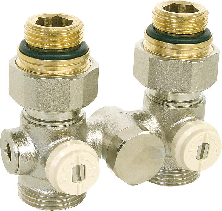 Doppelkugelhahnverschraubung Einrohrsystem 1/2"AG Durchgang(mit WT) Doppelkugelhahnverschraubung Einrohrsystem 1/2"AG Durchgang(mit WT)