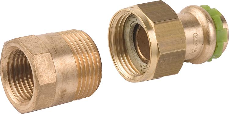 Rotguß Pressfitting V-Kontur Rohrverschraubung mit IG flach dichtend P 4330 G 12 Rotguß Pressfitting V-Kontur Rohrverschraubung mit IG flach dichtend P 4330 G 12