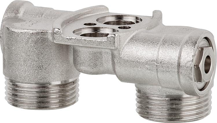 Hahnblock Light für Aluminium Heizkörper Seven u.Simun Super B4,Durchgangsform
