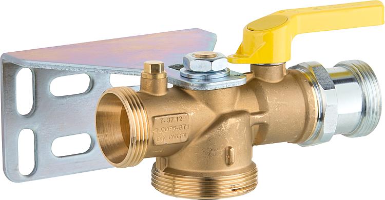 Gasabsperr-Kugelhahn für Einrohrzähler Durchgangsform