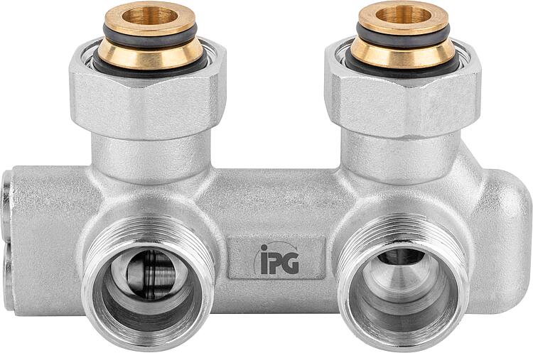 Umlenkstück Eckform mit Eurokonus-Einlegeteil, DN 20 (3/4"), absperrbar