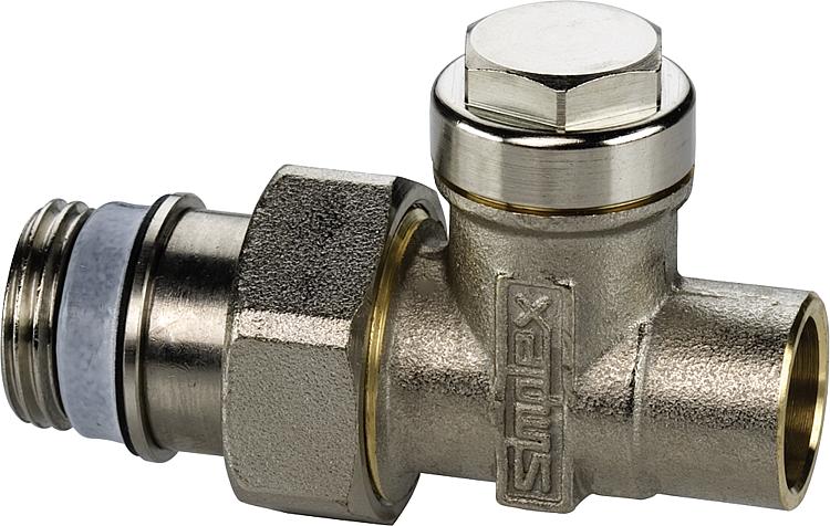 Rücklaufverschraubung Typ L zum Löten MS vernickelt 1/2"x 15 Ausführung:Durchgan Rücklaufverschraubung Typ L zum Löten MS vernickelt 1/2"x 15 Ausführung:Durchgan