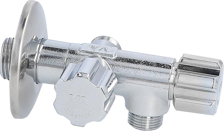 Doppel-Eckventil DN15 (1/2") Abgang DN10 (3/8") / DN 15( 1/2")ms Doppel-Eckventil DN15 (1/2") Abgang DN10 (3/8") / DN 15( 1/2")ms