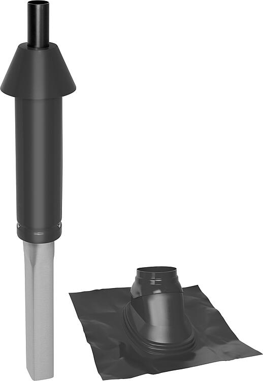 Mündungspaket Skobifix XXs Schrägdach 25° - 45°, DN 80/125 schwarz, 0,4m Mündungspaket Skobifix XXs Schrägdach 25° - 45°, DN 80/125 schwarz, 0,4m
