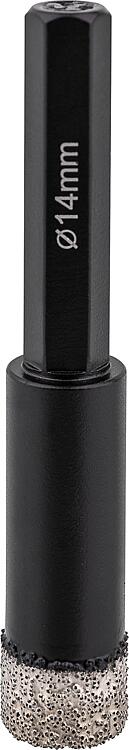 Fliesenbohrkrone Soldia Ø 14 mm, Aufnahme 6-Kant, trocken integrierter Kühlung Fliesenbohrkrone Soldia Ø 14 mm, Aufnahme 6-Kant, trocken integrierter Kühlung