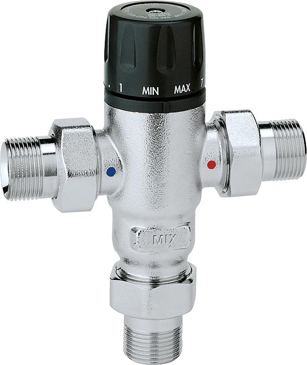 Thermomischer Typ 521, 3/4'''' Einstellbeich 30 C-65 C verchromt mit Rückschlagv Thermomischer Typ 521, 3/4'''' Einstellbeich 30 C-65 C verchromt mit Rückschlagv