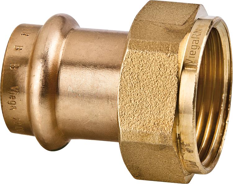 Viega Sanpress-Verschraubung mit V-Kontur 15x1 aus Rotguss, flachdichtend Viega Sanpress-Verschraubung mit V-Kontur 15x1 aus Rotguss, flachdichtend