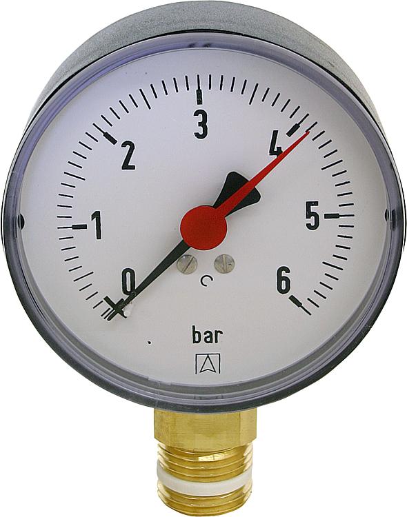 Manometer RF 80 1/2" 0-6bar, Anschluss radial Manometer RF 80 1/2" 0-6bar, Anschluss radial