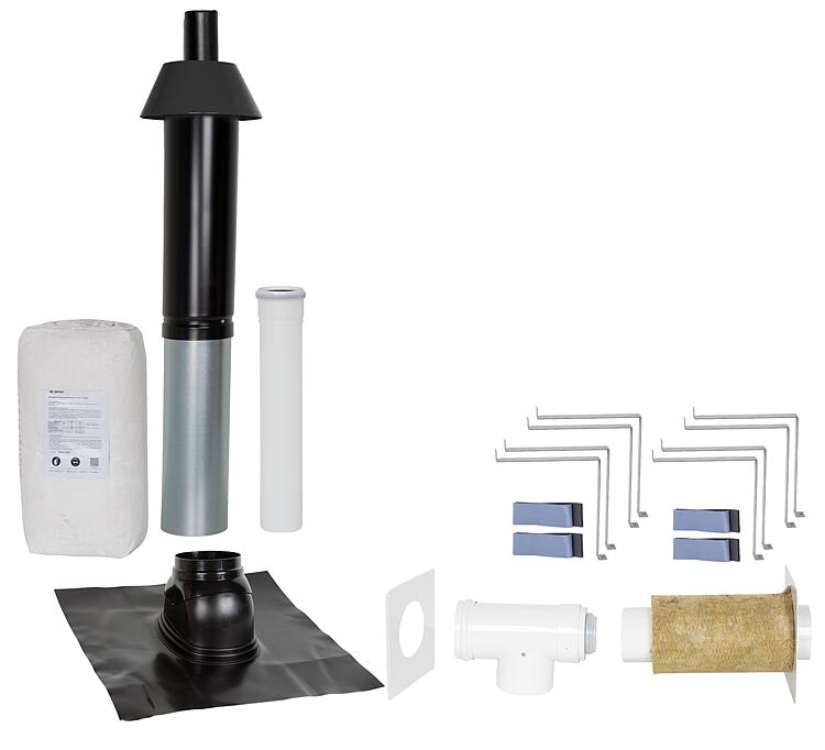 Grundpaket Porifix, Schrägdach 5° - 25°, DN 80/125 schwarz, 0,4m Grundpaket Porifix, Schrägdach 5° - 25°, DN 80/125 schwarz, 0,4m