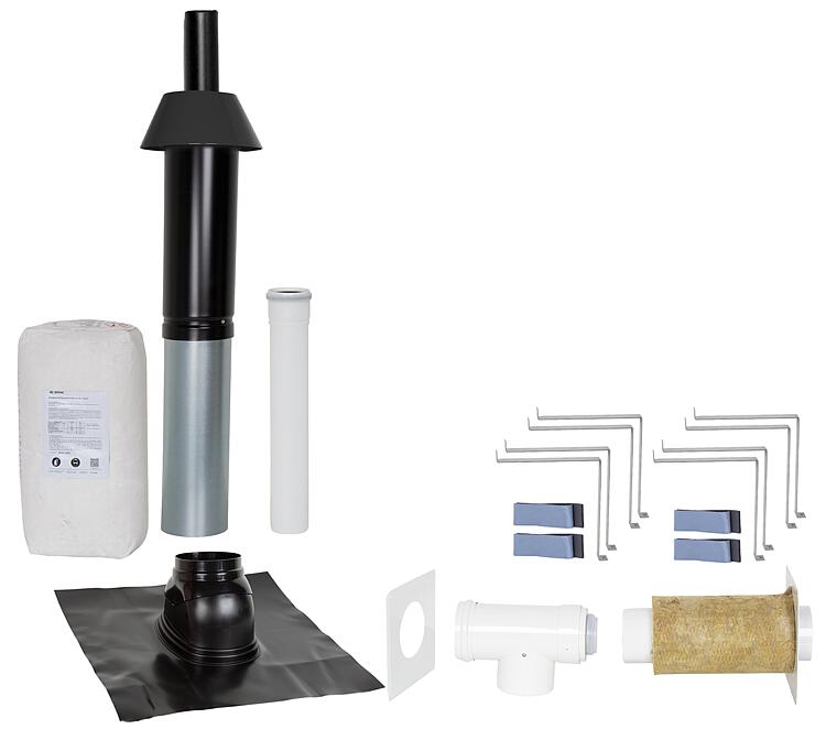 Grundpaket Porifix, Schrägdach 25° - 45°, DN 80/125 schwarz, 0,4m Grundpaket Porifix, Schrägdach 25° - 45°, DN 80/125 schwarz, 0,4m