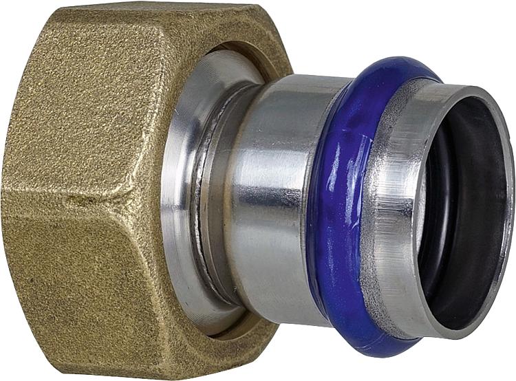 Edelstahl Anschlussverschr. flachdichtend 15mm x 3/4" V-Kontur mit Dichtung Edelstahl Anschlussverschr. flachdichtend 15mm x 3/4" V-Kontur mit Dichtung