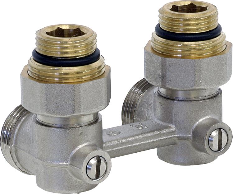 Doppelkugelhahnverschraubung Zweirohrsystem 1/2"AG Eckform Doppelkugelhahnverschraubung Zweirohrsystem 1/2"AG Eckform