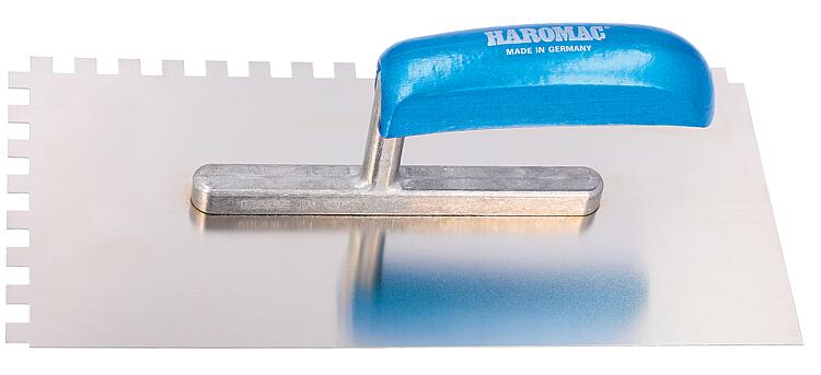 Glättekelle HAROMAC 8x8 gezahnt 280mm rostfrei blaues Heft