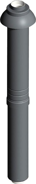 Kunststoff-Abgassystem Dachhochführung,ziegelrot, Länge über Dach 650mm - DN 60/