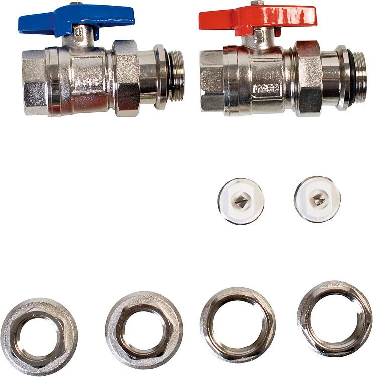 Anschlussgarnitur Typ H 3/4" horizontalfür Messingverteiler Anschlussgarnitur Typ H 3/4" horizontalfür Messingverteiler