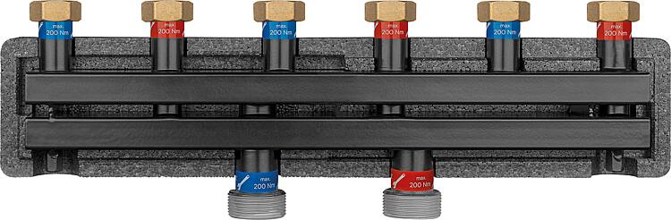 Kesselverteiler Evenes VT 2/3 ÜWM DN 20(3/4"), 2m³/h, 50kW, inkl. Halterung und Isolierung Kesselverteiler Evenes VT 2/3 ÜWM DN 20(3/4"), 2m³/h, 50kW, inkl. Halterung und Isolierung