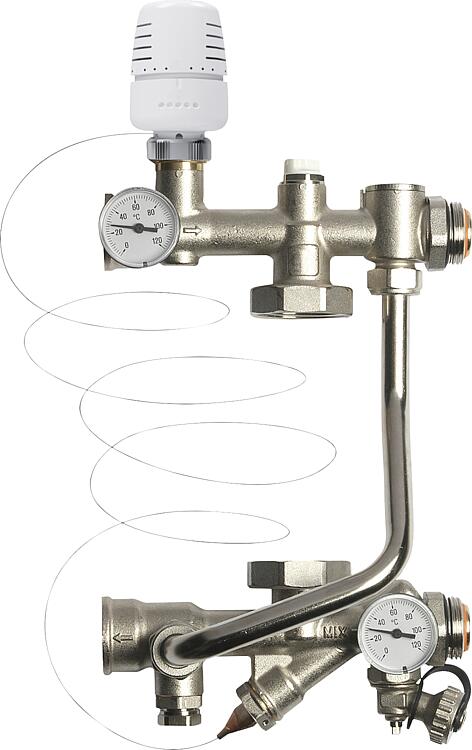 Fußbodenregeleinheit Technomix, 20-60°C, für 130 mm Pumpen, ohne Bypass Fußbodenregeleinheit Technomix, 20-60°C, für 130 mm Pumpen, ohne Bypass