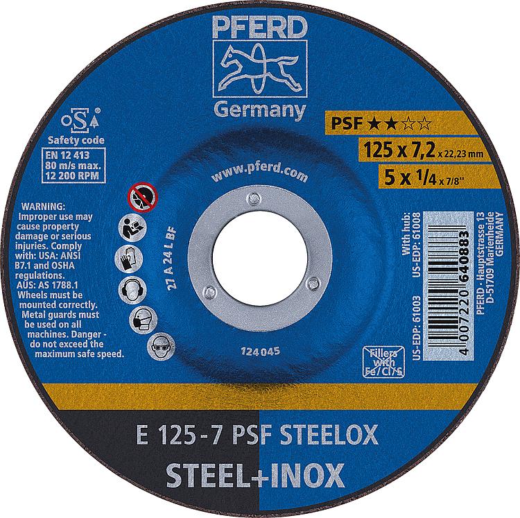 Schruppscheibe PFERD Ø 125 x 7,2 x 22,23mm für Stahl Schruppscheibe PFERD Ø 125 x 7,2 x 22,23mm für Stahl