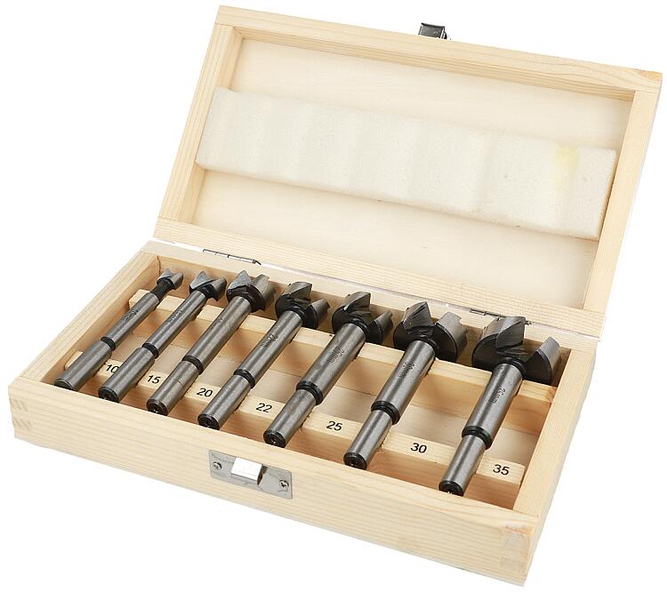 Forstnerbohrer-Set HELLER 7-teilig Ø 10/15/20/22/25/30/35 mm,  mit Holzkoffer