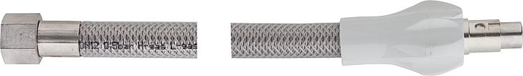 Sicherheits-Gassteckschlauch 1000mm DN 12 RP 1/2 edelstahl/ PVC, EN 14800