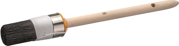 Rundpinsel Gr.6 schwarz, Holzstiel, Fadenvorband