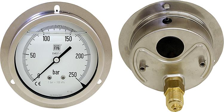 Rohrfeder-Manometer 0-400 bar mit Glyzerinfüllung, 100 mm, DN15(1/2") exzentri Rohrfeder-Manometer 0-400 bar mit Glyzerinfüllung, 100 mm, DN15(1/2") exzentri