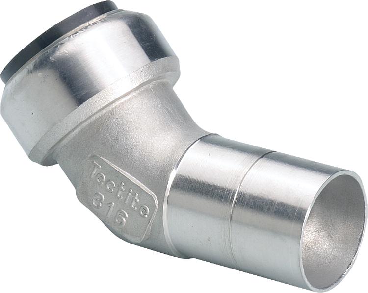 Edelstahl-Steckfitting Bogen 45  (i/a) 15 mm Edelstahl-Steckfitting Bogen 45  (i/a) 15 mm