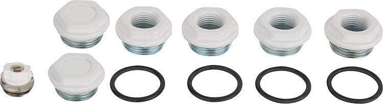 Anschluss-Stopfen-Set Tribeca Röhrenradiator, G1"x1/2",RAL9010 Anschluss-Stopfen-Set Tribeca Röhrenradiator, G1"x1/2",RAL9010