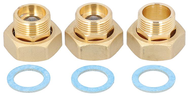 Verschraubungs-Set Easyflow mit 2x Rückschlagklappen 120 C DN20(3/4")AGxDN25(1") Verschraubungs-Set Easyflow mit 2x Rückschlagklappen 120 C DN20(3/4")AGxDN25(1")