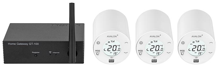 Funk-Heizkörperthermostat-Set, 3x Thermostat Avalon+, 1 Gateway GT-100