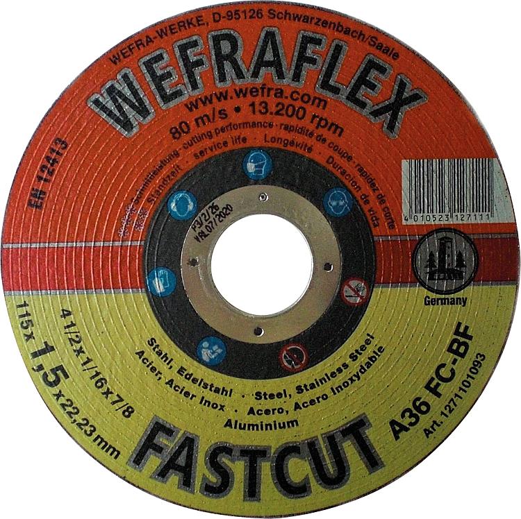 Trennscheibe Fastcut gerade für Metall 115 x 1,5 x 22 mm Trennscheibe Fastcut gerade für Metall 115 x 1,5 x 22 mm