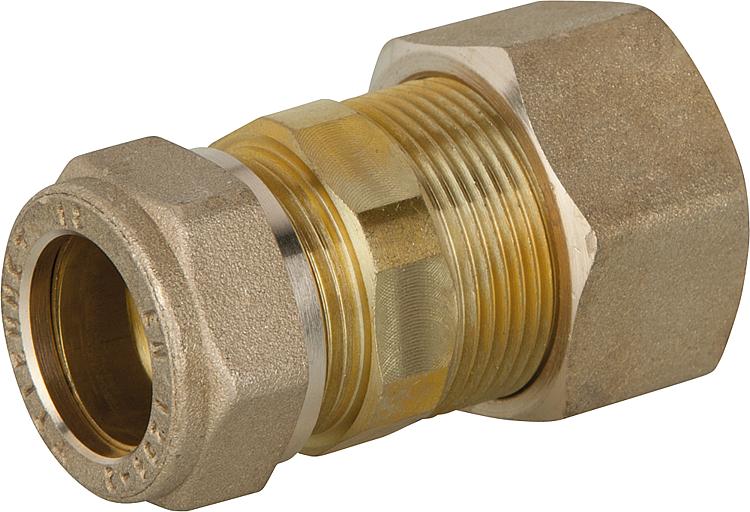 Verschraubung für Spiralrohr DN32x22mm KRV, Messing, mit Graphitdichtung Verschraubung für Spiralrohr DN32x22mm KRV, Messing, mit Graphitdichtung