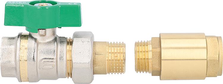 Zirkulationspumpen Anschluss-Set 2-teilig DN15(1/2"), Kugelhahn und Rückflussverhinderer Zirkulationspumpen Anschluss-Set 2-teilig DN15(1/2"), Kugelhahn und Rückflussverhinderer