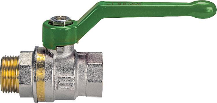 Messingkugelhahn ASTER ACS IG/AG 1 1/2 DVGW-zertifiziert mit grünem AluminiumH Messingkugelhahn ASTER ACS IG/AG 1 1/2 DVGW-zertifiziert mit grünem AluminiumH